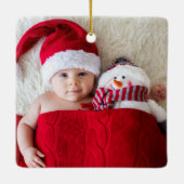 タイプライター文字マイ初めてのクリスマスベビー セラミックオーナメント (裏面)