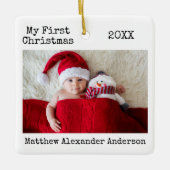 タイプライター文字マイ初めてのクリスマスベビー セラミックオーナメント (正面)