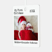 タイプライター文字マイ初めてのクリスマスベビー メタルオーナメント (正面左)