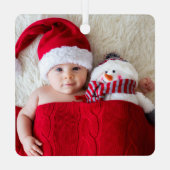 タイプライター文字マイ初めてのクリスマスベビー メタルオーナメント (裏面)