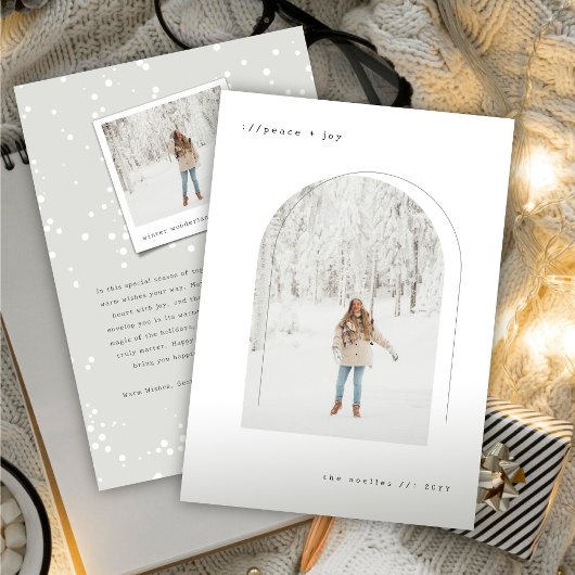 タイプライター文字ミニマルシンプルリストアーチ写真 シーズンカード