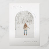 タイプライター文字ミニマルシンプルリストアーチ写真 箔シーズンカード (正面)