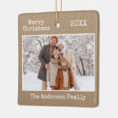 タイプライター文字メリークリスマスクラフトファミリーフォト セラミックオーナメント (左)