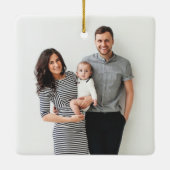 タイプライター文字メリークリスマスファミリー写真 セラミックオーナメント (裏面)