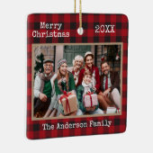 タイプライター文字メリークリスマスフォトクラフトプレイド セラミックオーナメント (右)