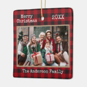 タイプライター文字メリークリスマスフォトクラフトプレイド セラミックオーナメント (左)