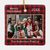 タイプライター文字メリークリスマスフォトクラフトプレイド セラミックオーナメント (正面)