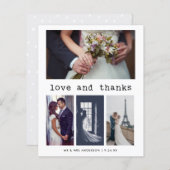 タイプライター文字結婚BUDGETさんの4写真ありがとう (正面/裏面)