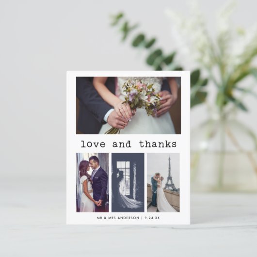 タイプライター文字結婚BUDGETさんの4写真ありがとう (スタンド正面)