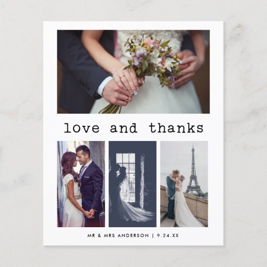 タイプライター文字結婚BUDGETさんの4写真ありがとう (正面)