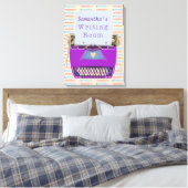 タイプライター書ズルーム作家名前をカスタムするパープル キャンバスプリント (インサイチュ (寝室))