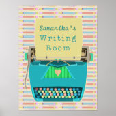 タイプライター書作家の部屋パーソナライズされた ポスター (正面)