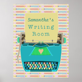 タイプライター書作家の部屋パーソナライズされた ポスター