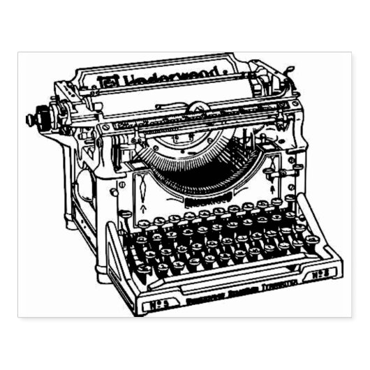 タイプライター木製ハンドルアートスタンプ ラバースタンプ (インプリント)