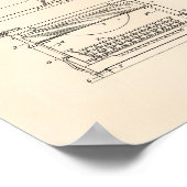 タイプライター画面1923特許アート青写真 ポスター (角)