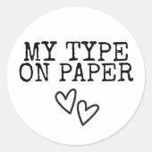 タイプライター私のタイプ紙ミニマル結婚リスト ラウンドシール (正面)