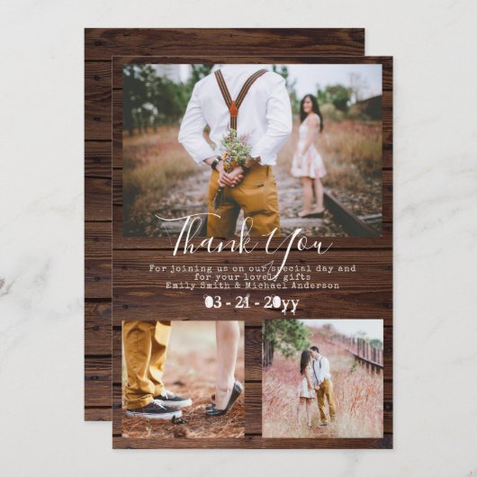 タイプライター素朴フォントありがとうございましたPHOTO Collage サンキューカード (正面/裏面)