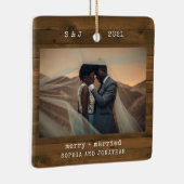 タイプライター素朴ブラウン |とメリー写結婚した真 セラミックオーナメント (右)