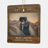 タイプライター素朴ブラウン |とメリー写結婚した真 セラミックオーナメント (左)