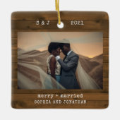 タイプライター素朴ブラウン |とメリー写結婚した真 セラミックオーナメント (正面)