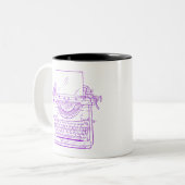 タイプライター紫ヴィンテージ ツートーンマグカップ (正面左)