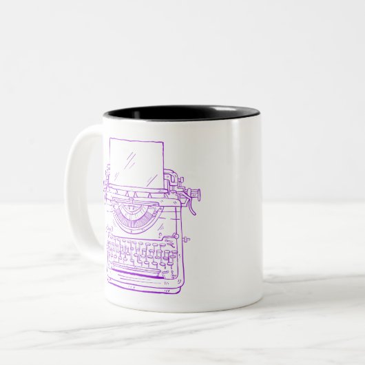 タイプライター紫ヴィンテージ ツートーンマグカップ (正面左)
