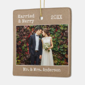 タイプライター結婚したメリー結婚のKraft写真 セラミックオーナメント (左)