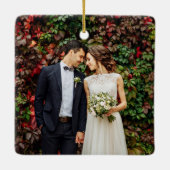 タイプライター結婚したメリー結婚のKraft写真 セラミックオーナメント (裏面)