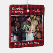 タイプライター結婚した文字とプメリーライド結婚ズ セラミックオーナメント (右)