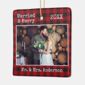 タイプライター結婚した文字とプメリーライド結婚ズ セラミックオーナメント (左)