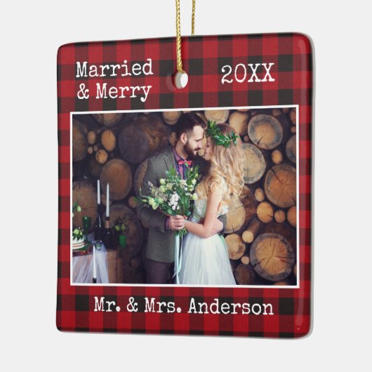 タイプライター結婚した文字とプメリーライド結婚ズ セラミックオーナメント (左)