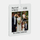 タイプライター結婚した文字メリーと結婚の写真 メタルオーナメント (正面右)