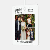 タイプライター結婚した文字メリーと結婚の写真 メタルオーナメント (正面左)