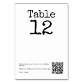 タイプライター結婚ミニマルQRコード付き テーブルナンバー (正面)