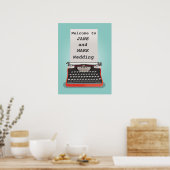タイプライター結婚付きの歓迎サイン ポスター (キッチン)