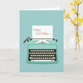 タイプライター誕生日 カード (黄色い花)