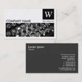 タイプライター鍵 – モノグラムとパネル – 黒 名刺 (正面/裏面)