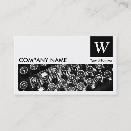 タイプライター鍵 – モノグラムとパネル – 黒 名刺 (正面)