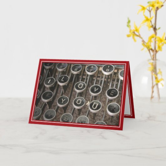 タイプライター鍵「愛してる」 カード (黄色い花)