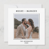 タイプライター2写真メリーの結婚した結婚クリスマス サンキューカード (正面)