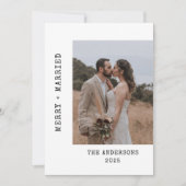 タイプライター2写真メリーの結婚した結婚クリスマス サンキューカード (正面)