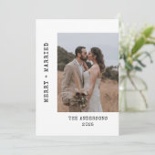 タイプライター2写真メリーの結婚した結婚クリスマス サンキューカード (スタンド正面)