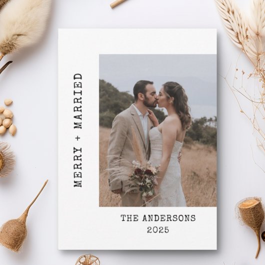 タイプライター2写真メリーの結婚した結婚クリスマス サンキューカード