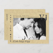 タイプライター フォント 保存 日 結婚式 写真を追加 案内ポストカード (正面/裏面)
