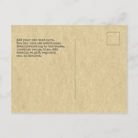 タイプライター フォント 保存 日 結婚式 写真を追加 案内ポストカード (裏面)