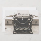 タイプライター フォント 60歳の誕生日 招待状 ヴィンテージ インク (裏面)