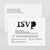 タイプライター フォント RSVP ウェディング カード 追加 詳細を追加 (正面/裏面)