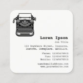 タイプライター – 白黒文字 スクエア名刺 (裏面)