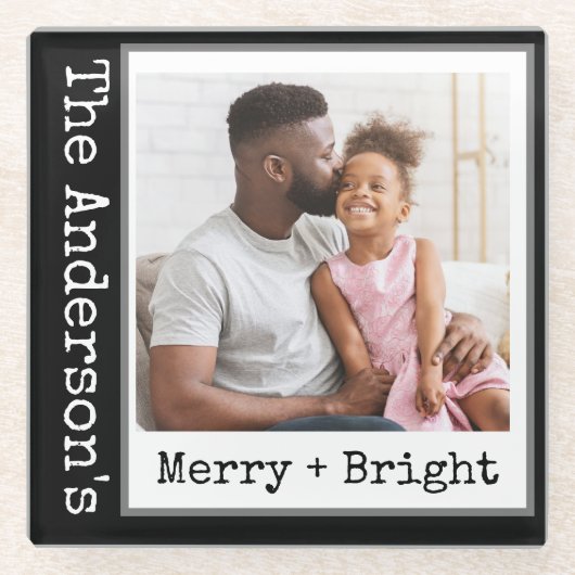 タイプライター – 1写真 – メリー & Bright Black ガラスコースター (正面)