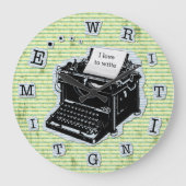 タイプライタ書ーのライターの時間カスタム ラージ壁時計 (正面)